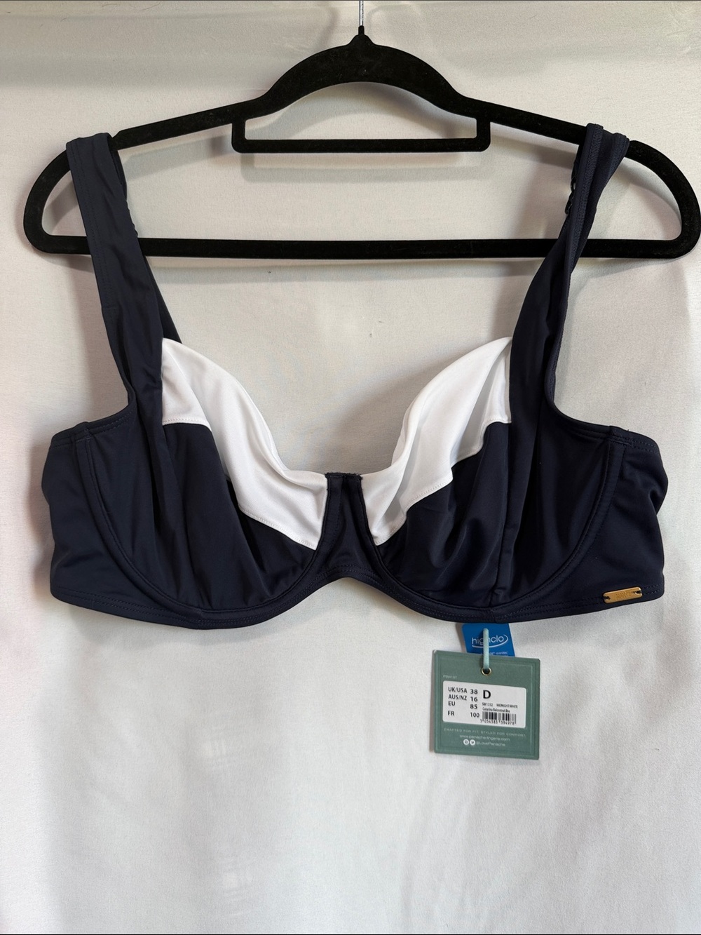 Panache Navy and White Underwire Swim Top